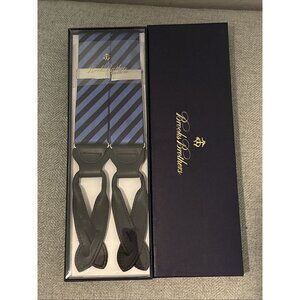 Brooks Brothers Suspenders Men's Braces Black Blue Leather Adjustable MSRP $148
